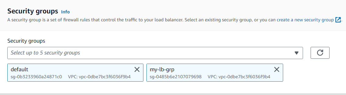 Load Balancer Security Group Selection