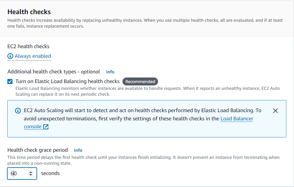 Auto Scaling Health Check Configuration