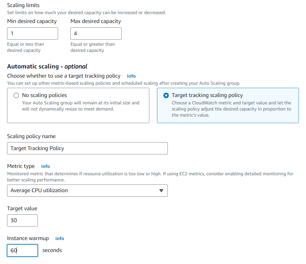 Auto Scaling Policy Configuration