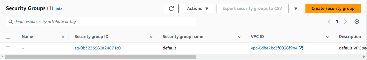 Create Security Group Button
