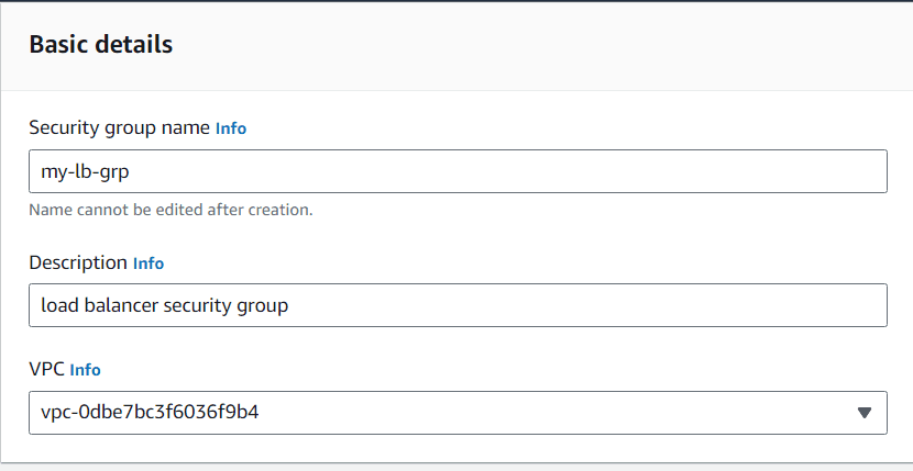 Load Balancer Security Group Details