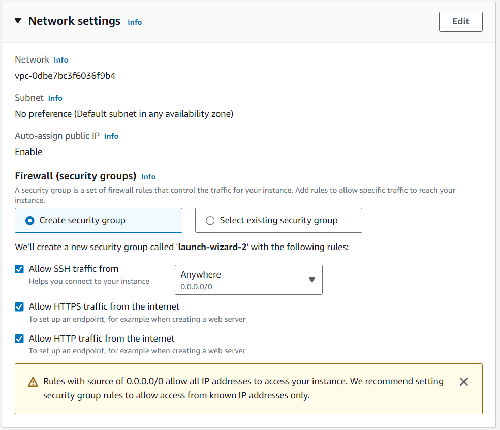 Security Group Settings