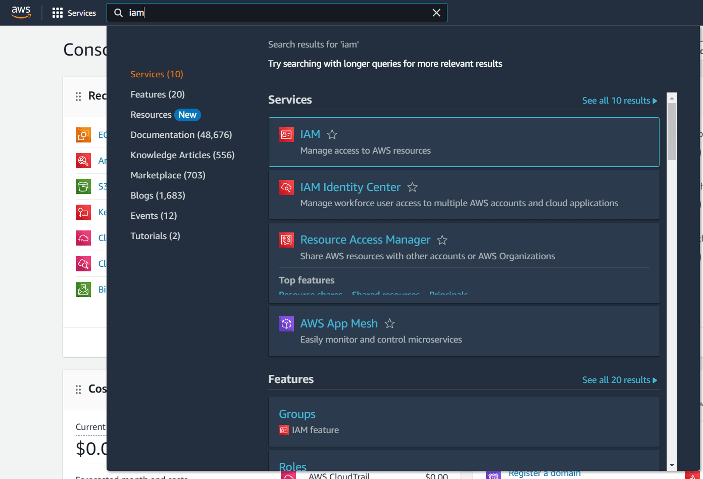 Step 2: IAM Dashboard