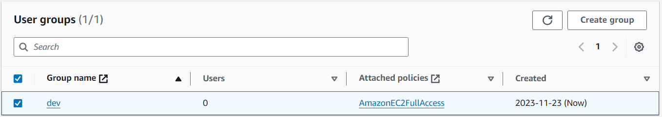 Step 7: Create Group with EC2 Full Access