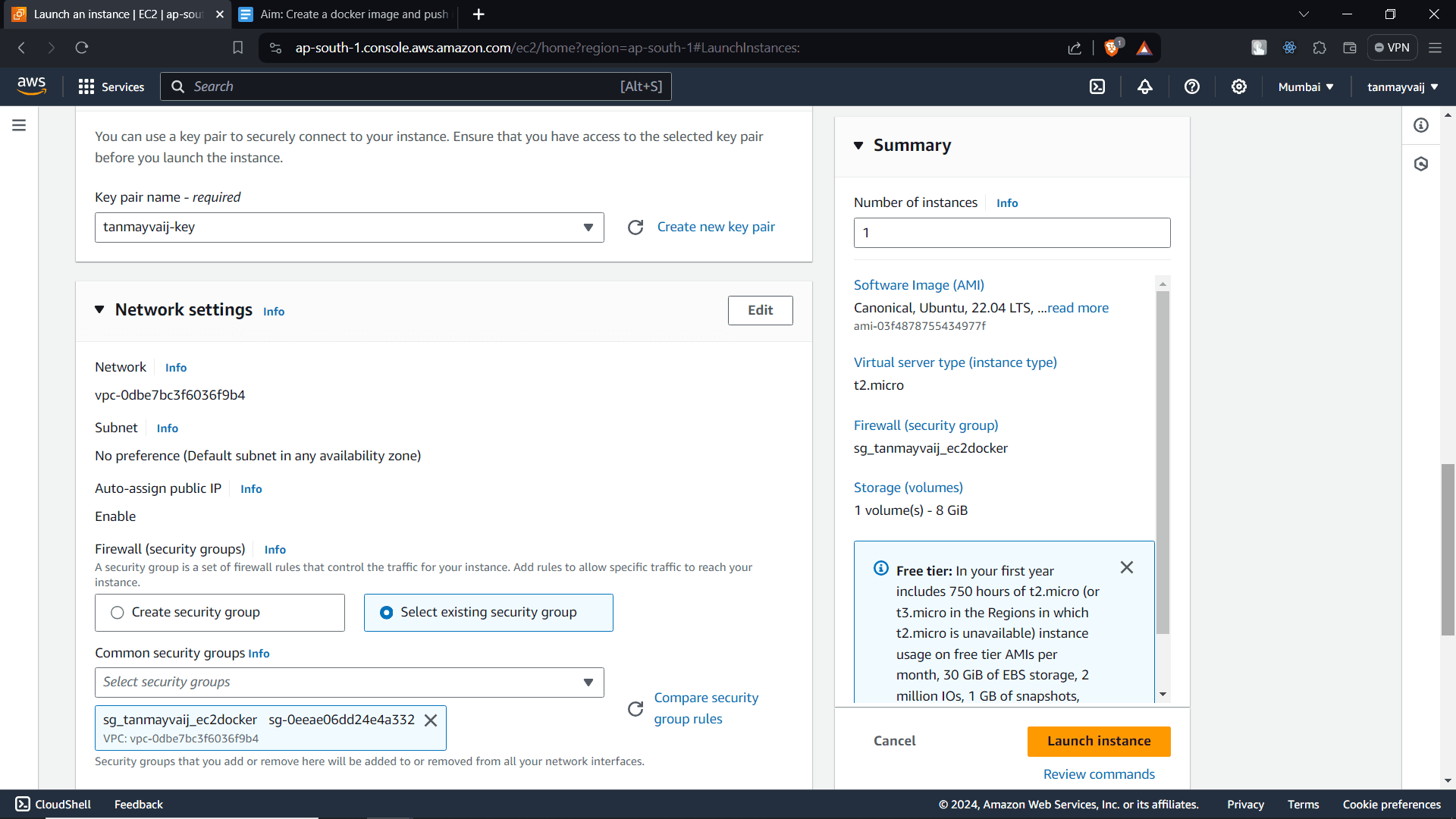 Key Pair and Security Group