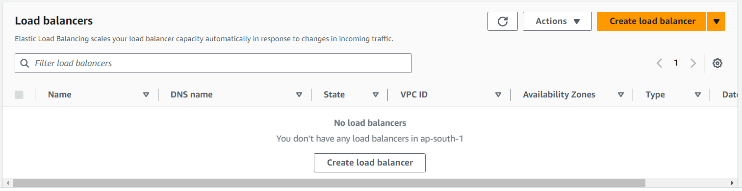 Create Load Balancer Button