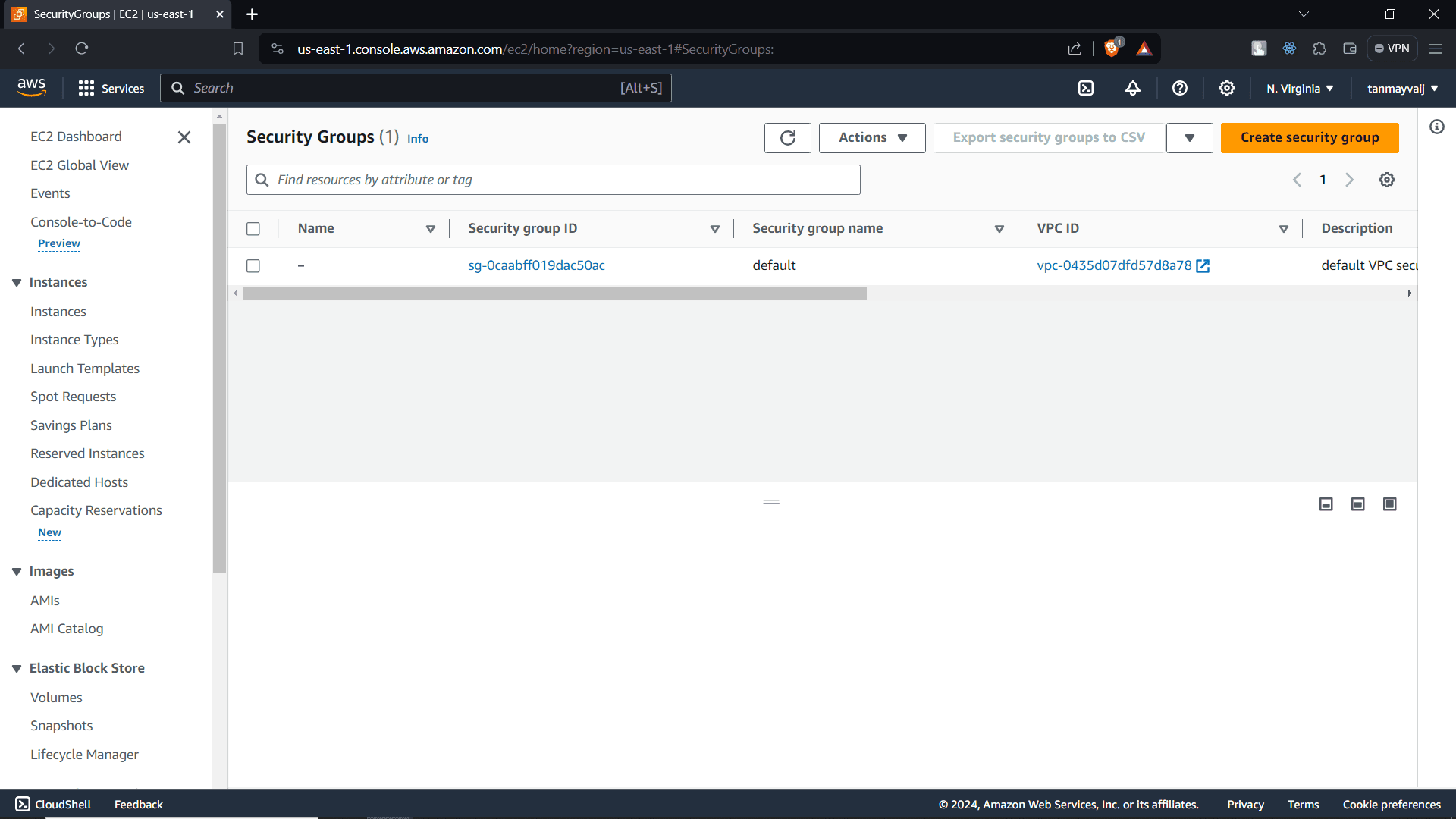 EC2 Dashboard - Security Groups